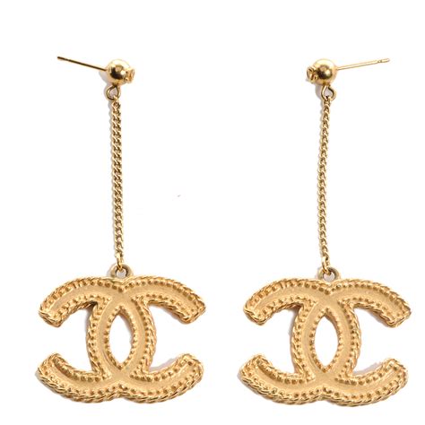 chanel gold chain drop earrings|chanel earrings outlet.